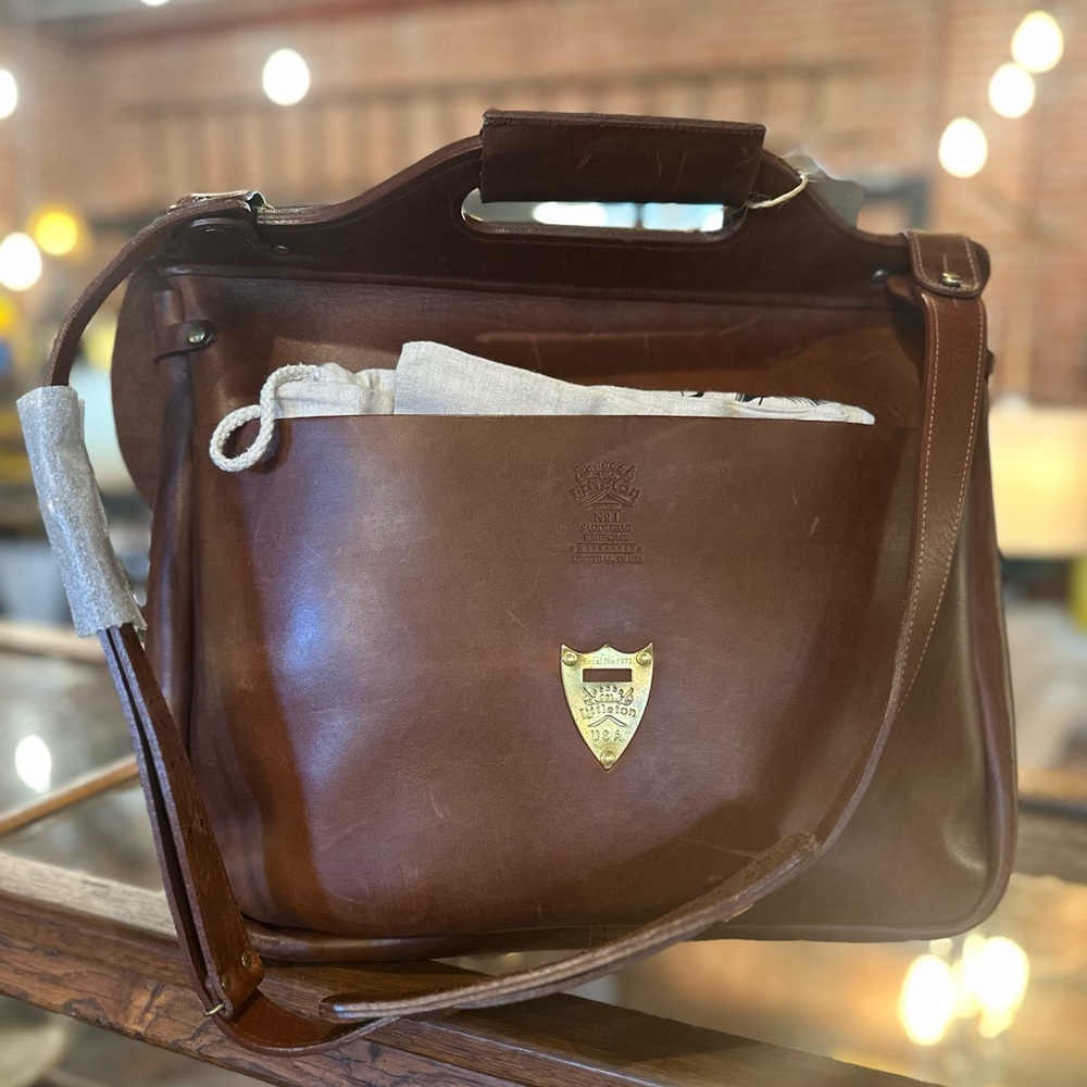 Classic Men's Leather Saddlebag Briefcase - Brown, Colonel Littleton - Picture 3 of 7